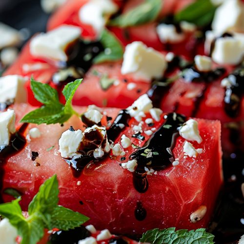 Watermelon Feta Salad with Mint and a Balsamic Glaze