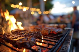 barbecue grill with steaks