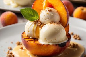 Grilled Peaches with Vanilla Ice Cream