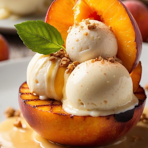 Grilled Peaches with Vanilla Ice Cream