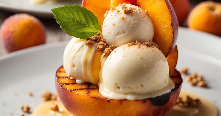 Grilled Peaches with Vanilla Ice Cream