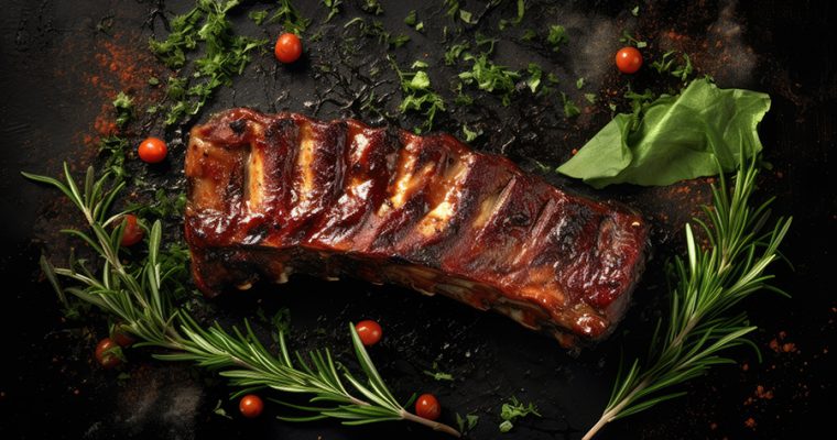 Rosemary Garlic Baby Back Ribs with Grilled Tomatoes